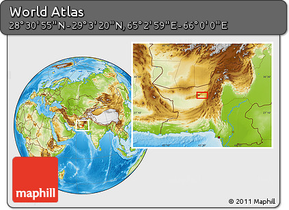 Physical Location Map of the Area around 28° 47' 8" N, 65° 31' 30" E