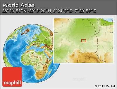 Physical Location Map of the Area around 28° 47' 8" N, 6° 52' 30" E