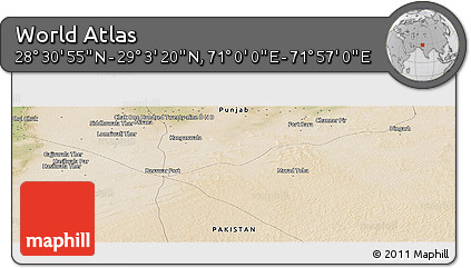 Satellite Panoramic Map of the Area around 28° 47' 8" N, 71° 28' 29" E