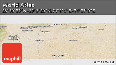 Satellite Panoramic Map of the Area around 28° 47' 8" N, 71° 28' 29" E