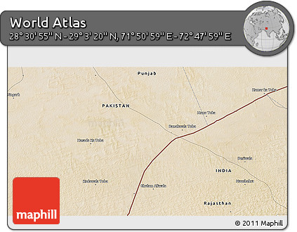 Satellite 3D Map of the Area around 28° 47' 8" N, 72° 19' 29" E