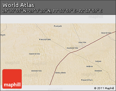 Satellite 3D Map of the Area around 28° 47' 8" N, 72° 19' 29" E