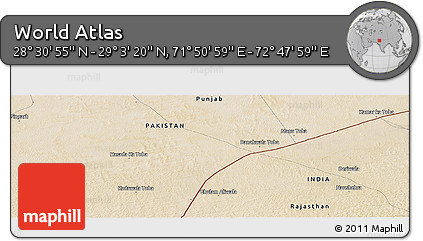 Satellite Panoramic Map of the Area around 28° 47' 8" N, 72° 19' 29" E