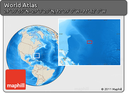 Shaded Relief Location Map of the Area around 28° 47' 8" N, 72° 10' 30" W