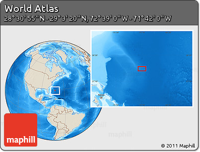 Shaded Relief Location Map of the Area around 28° 47' 8" N, 72° 10' 30" W