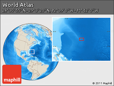 Shaded Relief Location Map of the Area around 28° 47' 8" N, 72° 10' 30" W