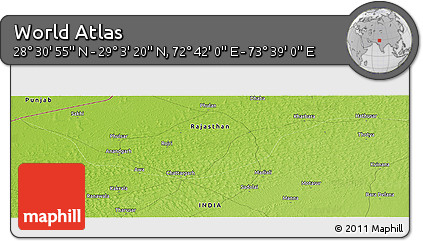 Physical Panoramic Map of the Area around 28° 47' 8" N, 73° 10' 30" E