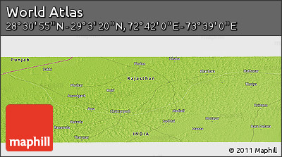 Physical Panoramic Map of the Area around 28° 47' 8" N, 73° 10' 30" E