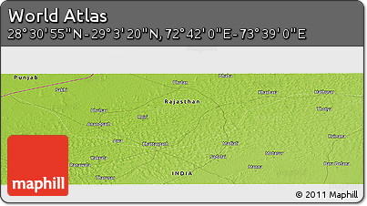 Physical Panoramic Map of the Area around 28° 47' 8" N, 73° 10' 30" E