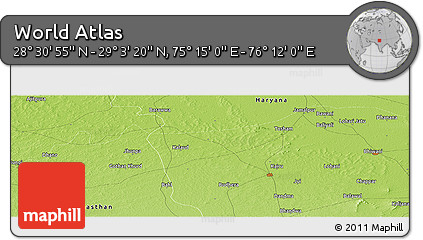 Physical Panoramic Map of the Area around 28° 47' 8" N, 75° 43' 29" E