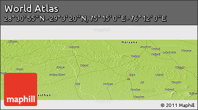 Physical Panoramic Map of the Area around 28° 47' 8" N, 75° 43' 29" E