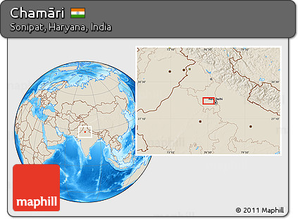 Shaded Relief Location Map of Chamāri