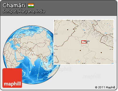Shaded Relief Location Map of Chamāri