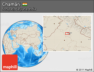 Shaded Relief Location Map of Chamāri