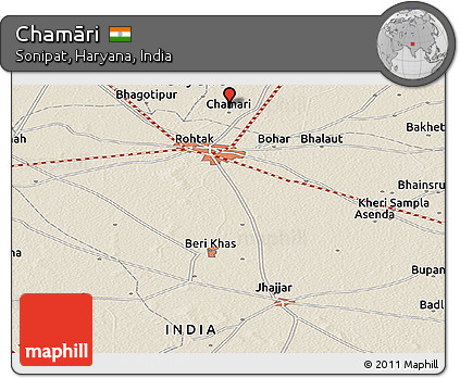 Shaded Relief Panoramic Map of Chamāri