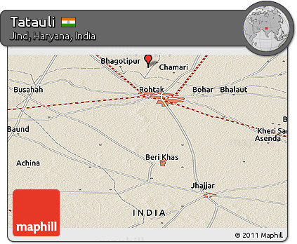 Shaded Relief Panoramic Map of Tatauli