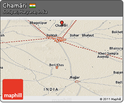 Shaded Relief Panoramic Map of Chamāri