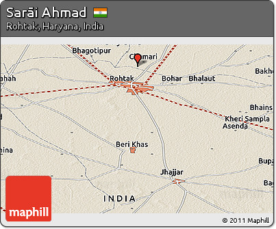 Shaded Relief Panoramic Map of Sarāi Ahmad