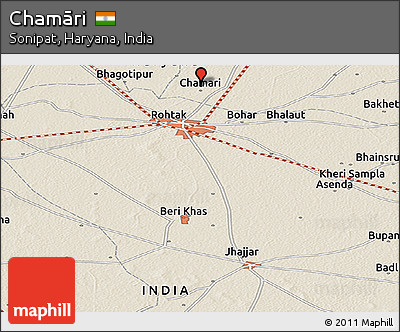Shaded Relief Panoramic Map of Chamāri