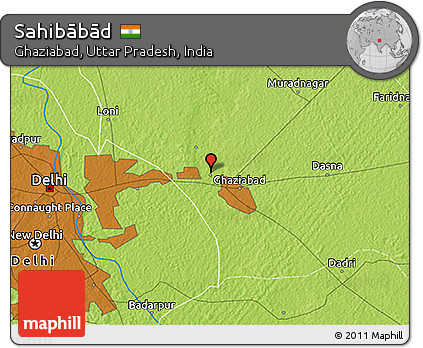 Physical 3D Map of Sahibābād