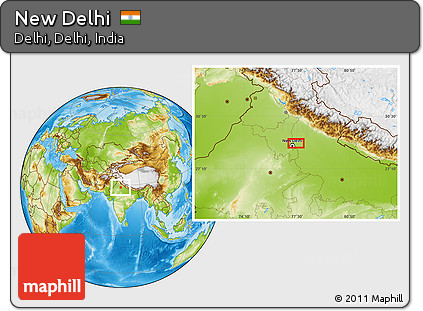 Physical Location Map of New Delhi