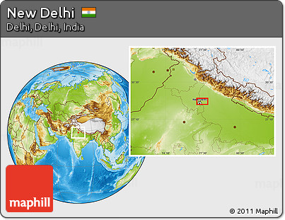 Physical Location Map of New Delhi