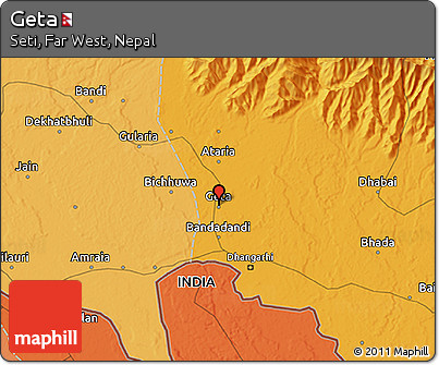 Political 3D Map of Geta