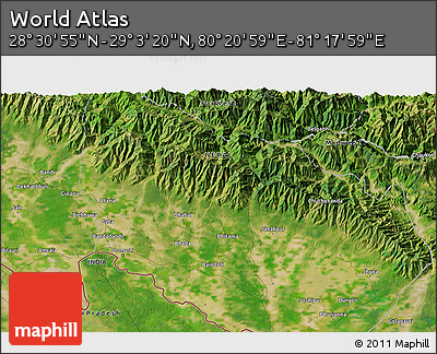 Satellite 3D Map of the Area around 28° 47' 8" N, 80° 49' 29" E