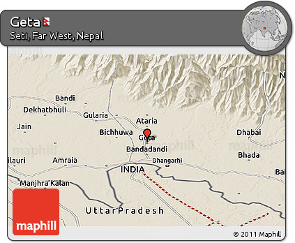Shaded Relief Panoramic Map of Geta
