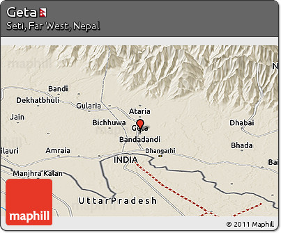 Shaded Relief Panoramic Map of Geta