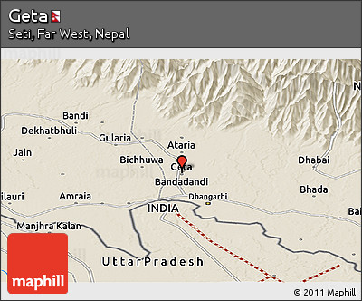 Shaded Relief Panoramic Map of Geta