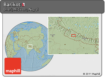 Savanna Style Location Map of Barīkot, hill shading