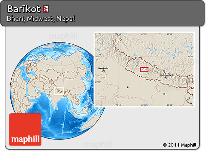 Shaded Relief Location Map of Barīkot
