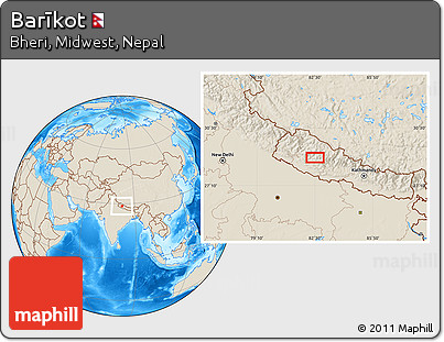 Shaded Relief Location Map of Barīkot