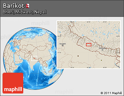 Shaded Relief Location Map of Barīkot