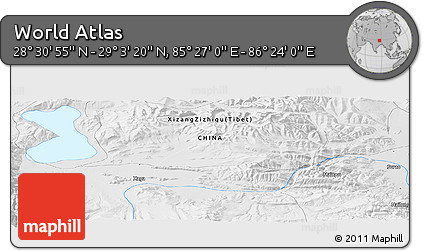 Physical Panoramic Map of the Area around 28° 47' 8" N, 85° 55' 30" E