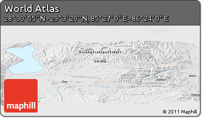 Physical Panoramic Map of the Area around 28° 47' 8" N, 85° 55' 30" E