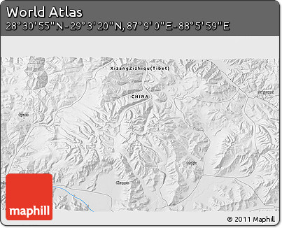Physical 3D Map of the Area around 28° 47' 8" N, 87° 37' 30" E
