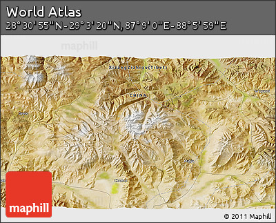 Satellite 3D Map of the Area around 28° 47' 8" N, 87° 37' 30" E