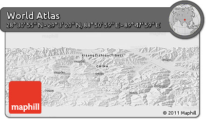 Physical Panoramic Map of the Area around 28° 47' 8" N, 89° 19' 29" E