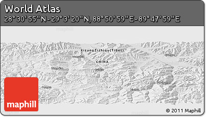 Physical Panoramic Map of the Area around 28° 47' 8" N, 89° 19' 29" E
