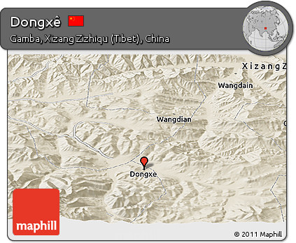 Shaded Relief Panoramic Map of Dongxê