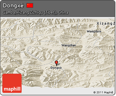 Shaded Relief Panoramic Map of Dongxê
