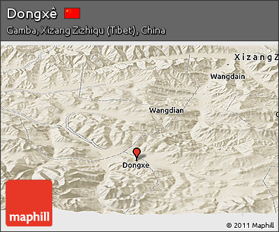 Shaded Relief Panoramic Map of Dongxê