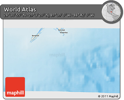 Shaded Relief 3D Map of the Area around 28° 47' 8" N, 89° 10' 30" W