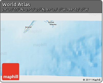 Shaded Relief 3D Map of the Area around 28° 47' 8" N, 89° 10' 30" W