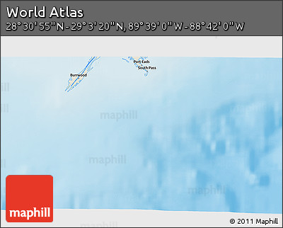 Shaded Relief 3D Map of the Area around 28° 47' 8" N, 89° 10' 30" W