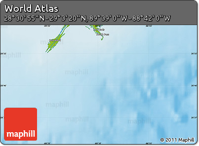 Physical Map of the Area around 28° 47' 8" N, 89° 10' 30" W