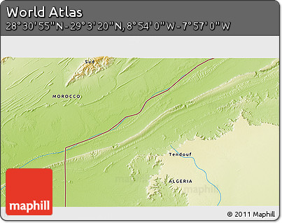 Physical 3D Map of the Area around 28° 47' 8" N, 8° 25' 30" W