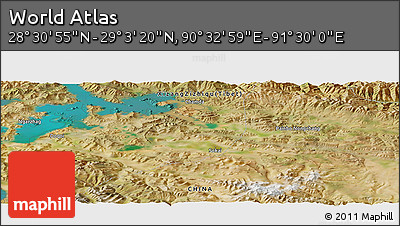 Satellite Panoramic Map of the Area around 28° 47' 8" N, 91° 1' 30" E